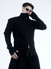 Black Two-Way Zipper Cardigan