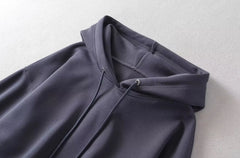 Grey Cropped Drawstring Hoodie