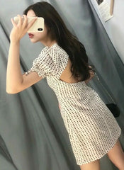 White Squared Dot Prints Dress