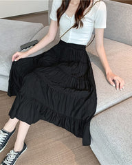 Black Flowy Long Skirt