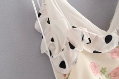 White Two-Pattern Sleeveless Dress