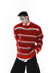 Red Striped Mohair Sweater