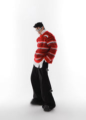 Red Striped Mohair Sweater