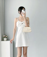White Bow Mini Dress