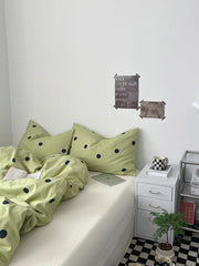 Sage Green Polka Dot Duvet Cover Set