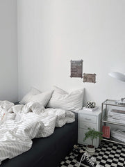 White & Black Striped Bedding Set