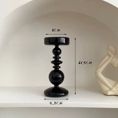 Decorative Black Glass Candle Holder