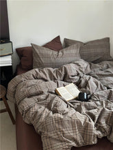 Dark Academia Plaid Cotton Duvet Cover Set
