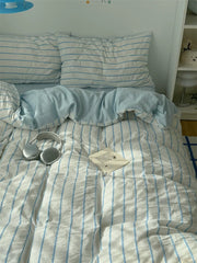 Clean Girl Aesthetic Blue Striped Bedding Set
