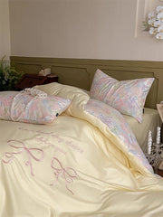 Yellow Coquette Embroidered Duvet Cover Set