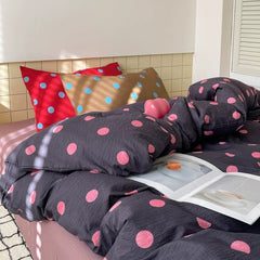 Gray Polka Dot Duvet Cover Set