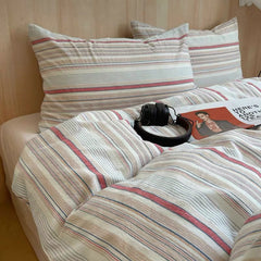 Vintage Cream Striped Duvet Cover Set