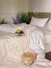Pink Coquette Embroidered Duvet Cover Set