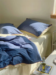 Navy Blue Color Block Bedding Set