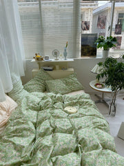 Green Ditsy Floral Cotton Bedding Set