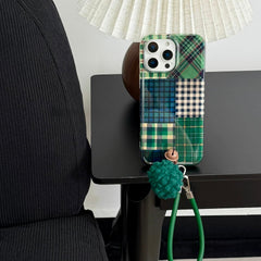 Glossy Green Plaid iPhone Case