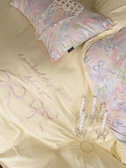 Yellow Coquette Embroidered Duvet Cover Set