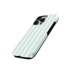 Mint & Yellow Glossy Striped iPhone Case