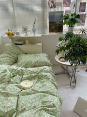 Green Ditsy Floral Cotton Bedding Set