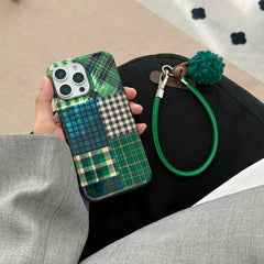 Glossy Green Plaid iPhone Case