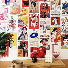 Japanese Vintage Wall Collage Postcards