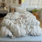 Cottagecore Floral Striped Bedding Set