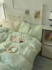 Pastel Green Gingham Duvet Cover Set