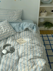 Clean Girl Aesthetic Blue Striped Bedding Set