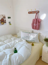 Yellow & Green Striped Cotton Duvet Cover Set