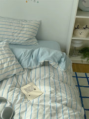 Clean Girl Aesthetic Blue Striped Bedding Set