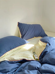 Navy Blue Color Block Bedding Set