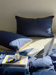 Navy Blue Color Block Bedding Set