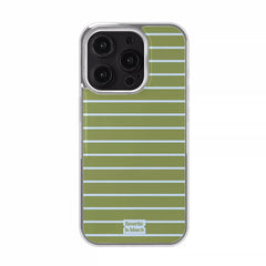 Olive Green Preppy Striped iPhone Case