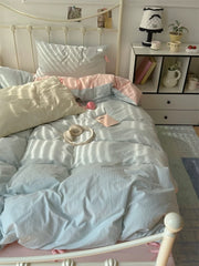 Light Blue Gingham Duvet Cover Set