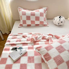 Pink & White Checkered Flannel Blanket