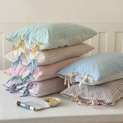 Pastel Striped Bow Pillowcase