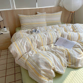 Pastel Yellow Striped Duvet Cover Set