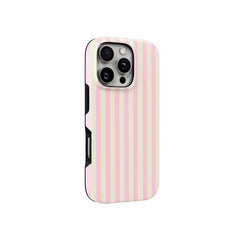 Glossy Pink & Yellow Striped iPhone Case