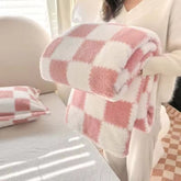 Pink & White Checkered Flannel Blanket