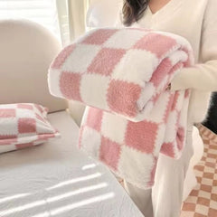 Pink & White Checkered Flannel Blanket