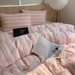Coquette Pink Striped Duvet Cover Set