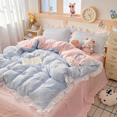 Pink & Blue Ruffle Princess Bedding Set
