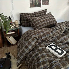 Preppy Plaid Brown Bedding Set