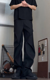 Black Pleats Wide Leg Pants