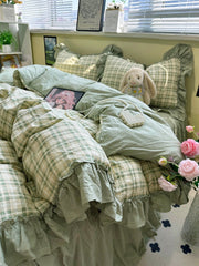 Sage Green Washed Cotton Duvet Cover Set
