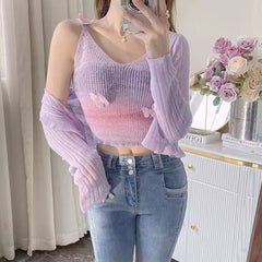 Gradient Butterfly Crop Top
