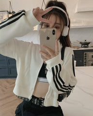 White Striped Sleeves Sports Jacket