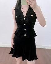 Black Peplum Waist Dress