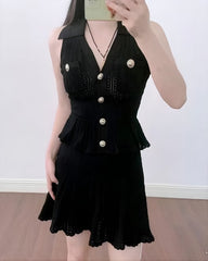 Black Peplum Waist Dress
