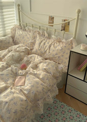 French Lace Floral Cotton Bedding Set